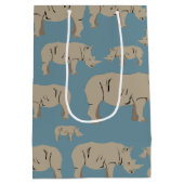 Rhinoceros Rhino Illustrationsmuster Mittlere Geschenktüte (Rückseite)