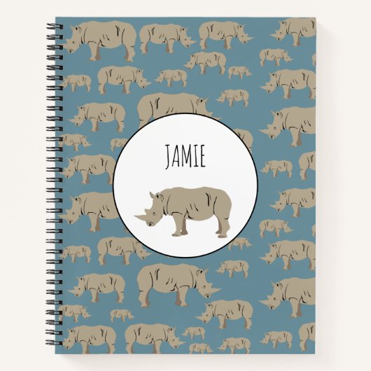 Rhinoceros Rhino Illustrationsmuster Notizblock (Vorderseite)