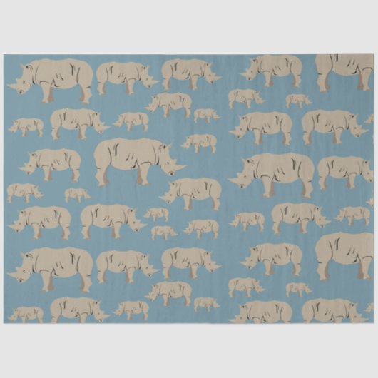 Rhinoceros Rhino Illustrationsmuster Seidenpapier (Vorderseite)