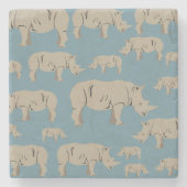 Rhinoceros Rhino Illustrationsmuster Steinuntersetzer (Vorderseite)
