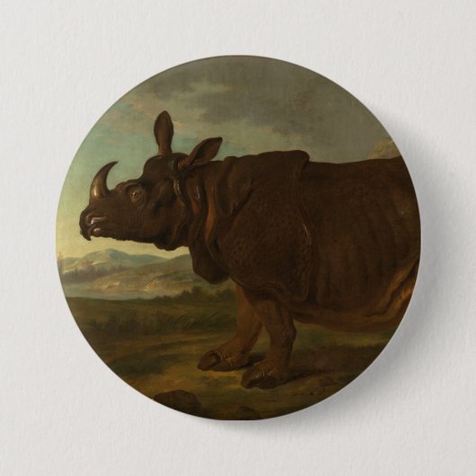 Rhinoceros (Rhino) (Wild Animal) (von J.B. Oudry) Button (Vorderseite)