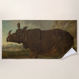 Rhinoceros (Rhino) (Wild Animal) (von J.B. Oudry) Strandtuch