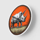 Rhinoceros Runde Wanduhr (Winkel)