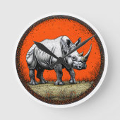Rhinoceros Runde Wanduhr (Vorderseite)