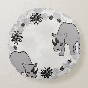 Rhinoceros Rundes Kissen