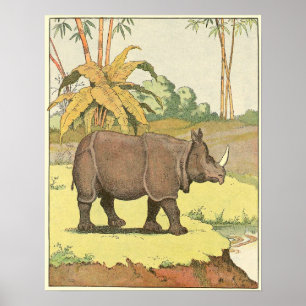 Rhinoceros Story Book Illustriert Poster