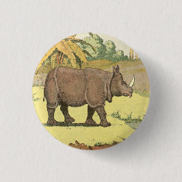 Rhinoceros Storybook Illustration Button