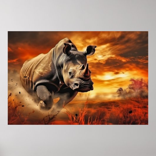 Rhinoceros Tierwelt Wilderes Meer Poster (Vorne)