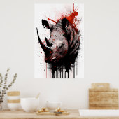 Rhinoceros-Tintenzeichnung Poster (Küche)