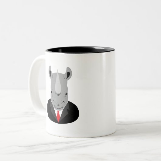 Rhinoceros tuxedo zweifarbige tasse (Vorderseite Links)