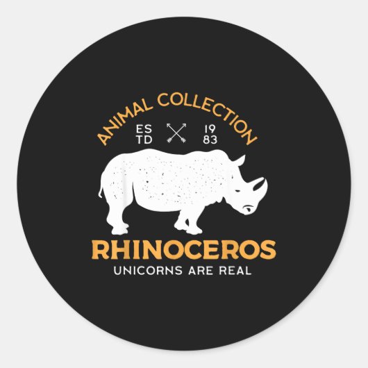 Rhinoceros Unicorns Are Real Funny Animal Runder Aufkleber (Vorderseite)
