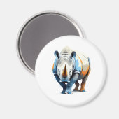 Rhinoceros Vector Art mit lebhaften Farben Magnet (Vorderseite/Rückseite)