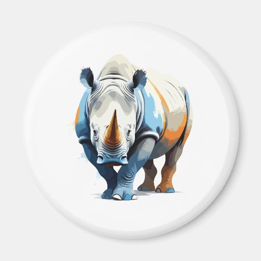Rhinoceros Vector Art mit lebhaften Farben Magnet (Vorne)