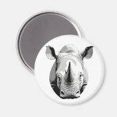 Rhinoceros Vector Grafische Kunst Portrait Magnet (Vorderseite/Rückseite)
