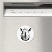 Rhinoceros Vector Grafische Kunst Portrait Magnet (In Situ (Geschirrspüler))