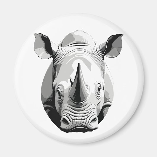 Rhinoceros Vector Grafische Kunst Portrait Magnet (Vorne)