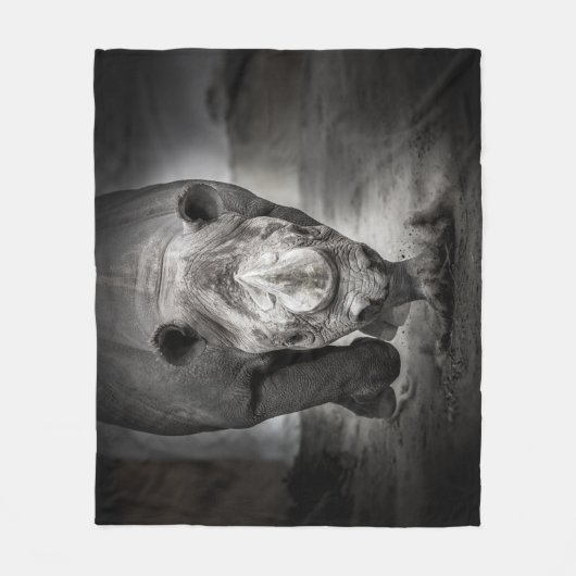 Rhinoceros: Wildtierportrait. Fleecedecke (Vorderseite)