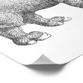 Rhinoceros Woodcut Poster (Ecke)