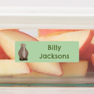 Rhinoelasmotherium-Cartoon aus Wolle personalisier Etiketten