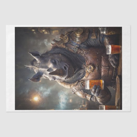 Rhinokrieger in Dampfpanzerung oder trinken Bier - Seidenpapier (Vorderseite)