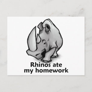 Rhinos Ate meine Hausaufgaben Postkarte