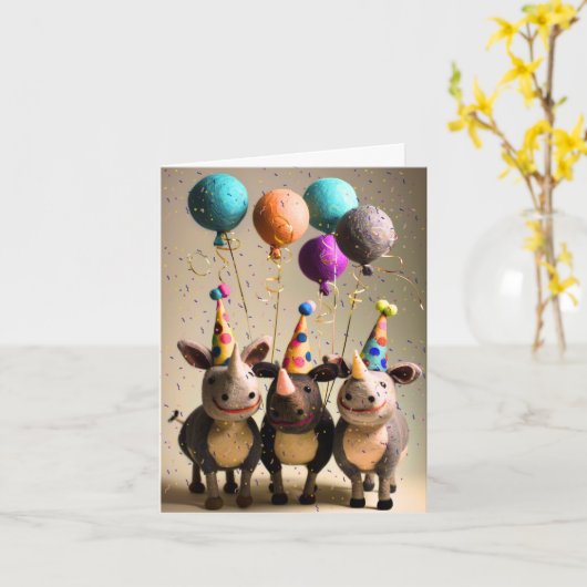 Rhinos Celebration Card Party Karte (Gelbe Blume)
