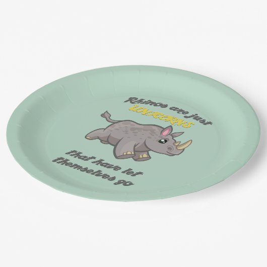 Rhinos sind Unicorns Pappteller (Schrägansicht)