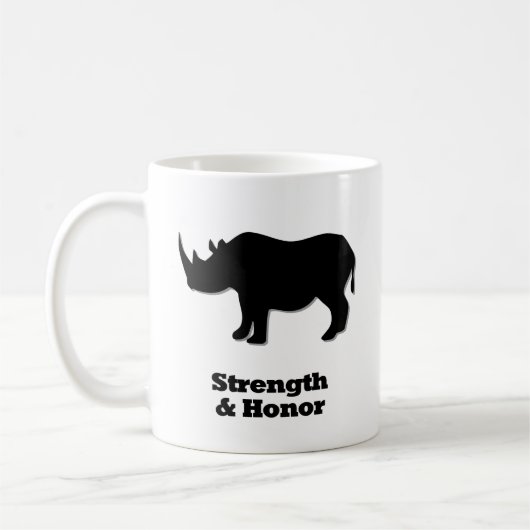 Rhinostärke und Ehrenschwarz Kaffeetasse (Links)