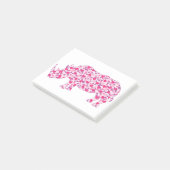 Rhinozeros aus rosa Herzen Post-it Klebezettel (angewinkelt)