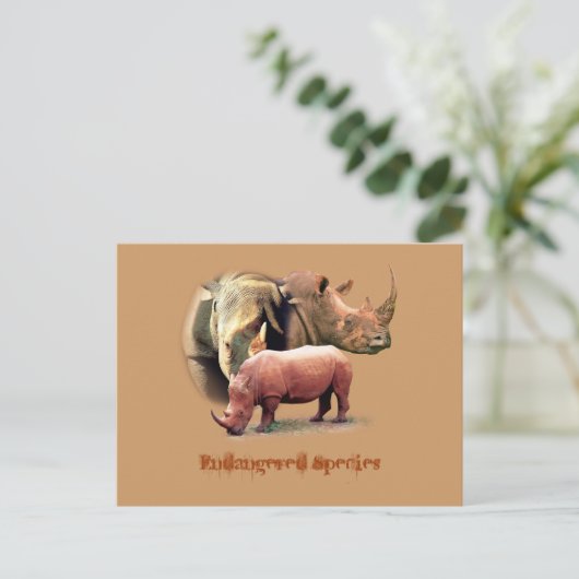 Rhinozeros - gefährdete Tierarten Postkarte (Stehend Vorderseite)