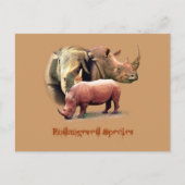 Rhinozeros - gefährdete Tierarten Postkarte (Vorderseite)