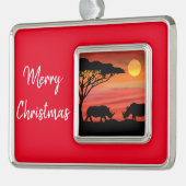Rhinozeros in den afrikanischen Serengeti Rahmen-Ornament Silber (Links)