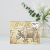 Rhinozeros und Skelett aus dem 16. Jahrhundert Postkarte (Stehend Vorderseite)
