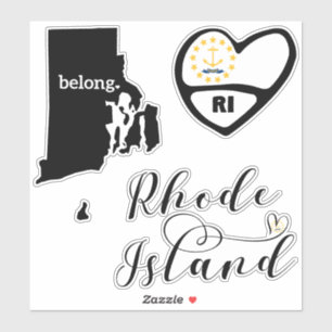 Rhode Island, 3 Designs, Liebe RI, Die Cut Aufkleber