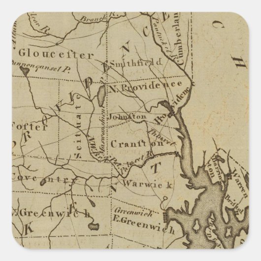 Rhode Island 4 Quadratischer Aufkleber (Vorderseite)