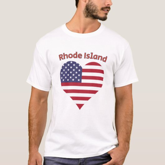 Rhode Island American Flag Herz T-Shirt (Vorderseite)