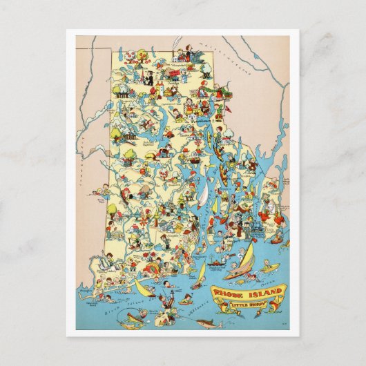 Rhode Island and Providence Plantations Funny Map Postkarte (Vorderseite)