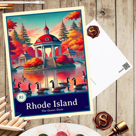 Rhode Island | Anime Style Cel Schattenkarte Postkarte