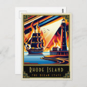 Rhode Island | Art Deco Postkarte (Vorne/Hinten)