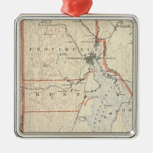 Rhode Island Atlas 2 Ornament Aus Metall (Vorne)
