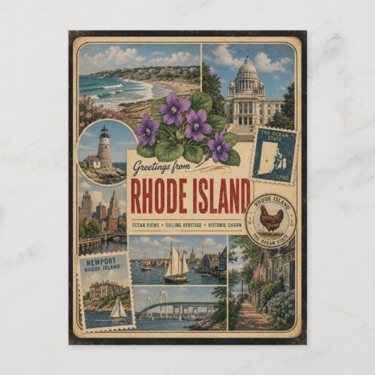 Rhode Island Authentische Vintage-Postkarte Postkarte (Vorderseite)