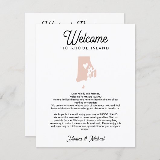 RHODE ISLAND Begrüßungsschreiben und alle FARBEN (Vorne/Hinten)