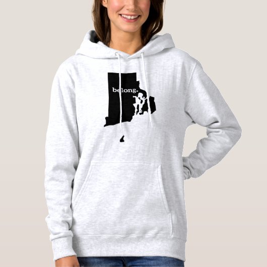 Rhode Island Belong Staat Karte Hoodie (Vorderseite)