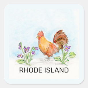 Rhode Island Blume Quadratischer Aufkleber