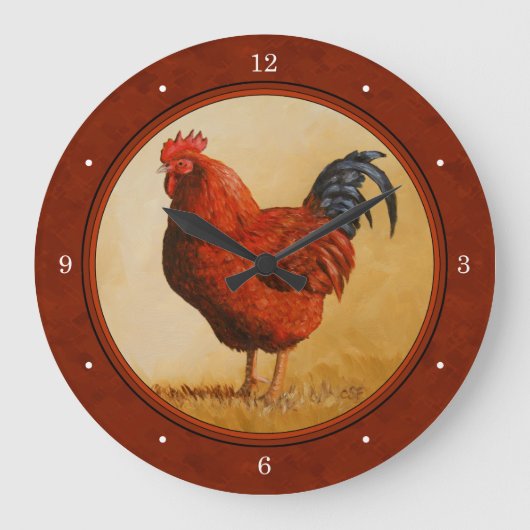 Rhode Island Chicken Red Große Wanduhr (Vorderseite)