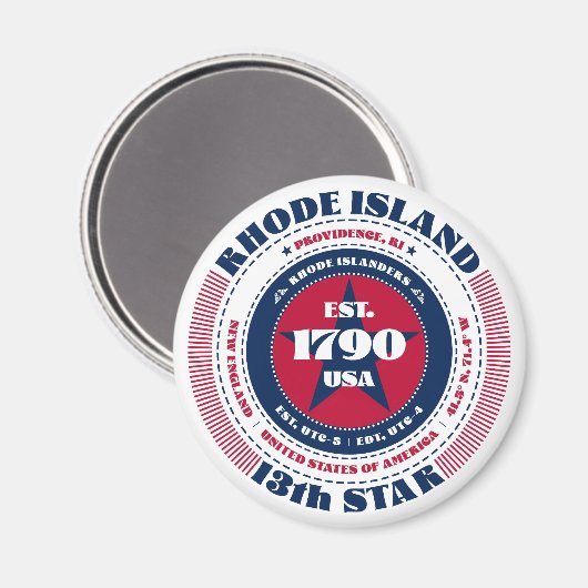 Rhode Island Circle Typografy Souvenir Magnet (Vorderseite/Rückseite)