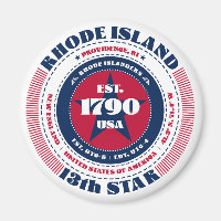 Rhode Island Circle Typografy Souvenir Magnet