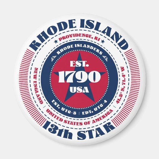Rhode Island Circle Typografy Souvenir Magnet (Vorne)