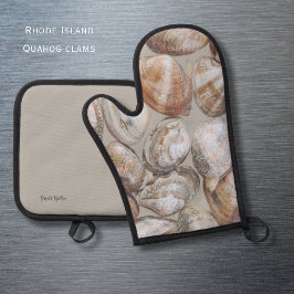 Rhode Island Clams Oven Mitt and Pot Holders Ofenhandschuh & Topflappen-Set