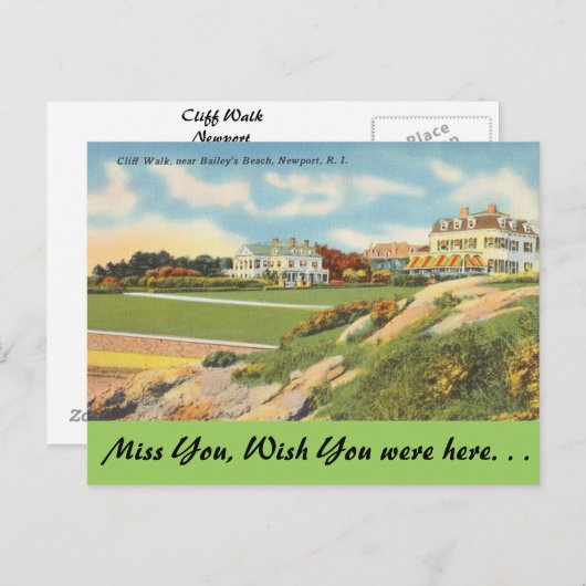 Rhode Island, Cliff Walk, Newport Postkarte (Vorne/Hinten)
